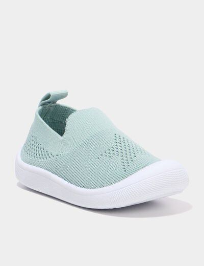 Baskets bout renforc&eacute; &agrave; semelle souple vert olive b&eacute;b&eacute; gar&ccedil;on