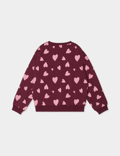 Sweat col rond manches longues bordeaux fille