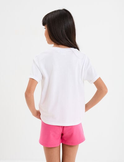T-shirt manches courtes coton Stitch blanc fille