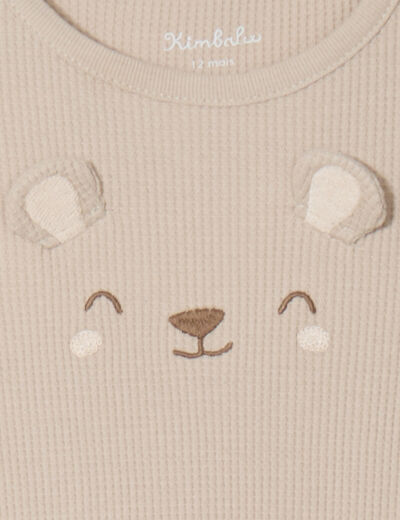 Ensemble combinaison et chaussettes taupe bébé garçon