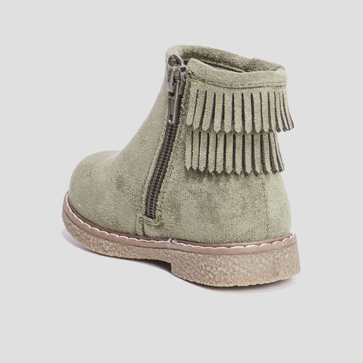 Bottines franges vert kaki bébé fille