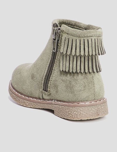 Bottines franges vert kaki bébé fille