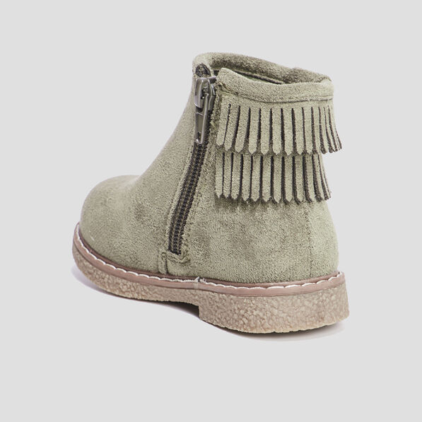 Bottines franges vert kaki bébé fille