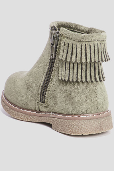 Bottines franges vert kaki bébé fille