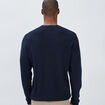 Pull avec col rond à relief bleu marine homme