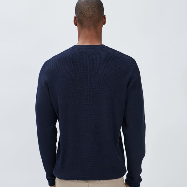 pull avec col rond a relief bleu marine homme Pull avec col rond à relief bleu marine homme