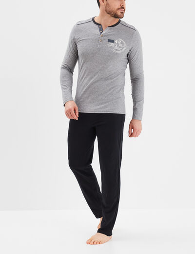 Ensemble pyjama 2 pièces gris foncé homme