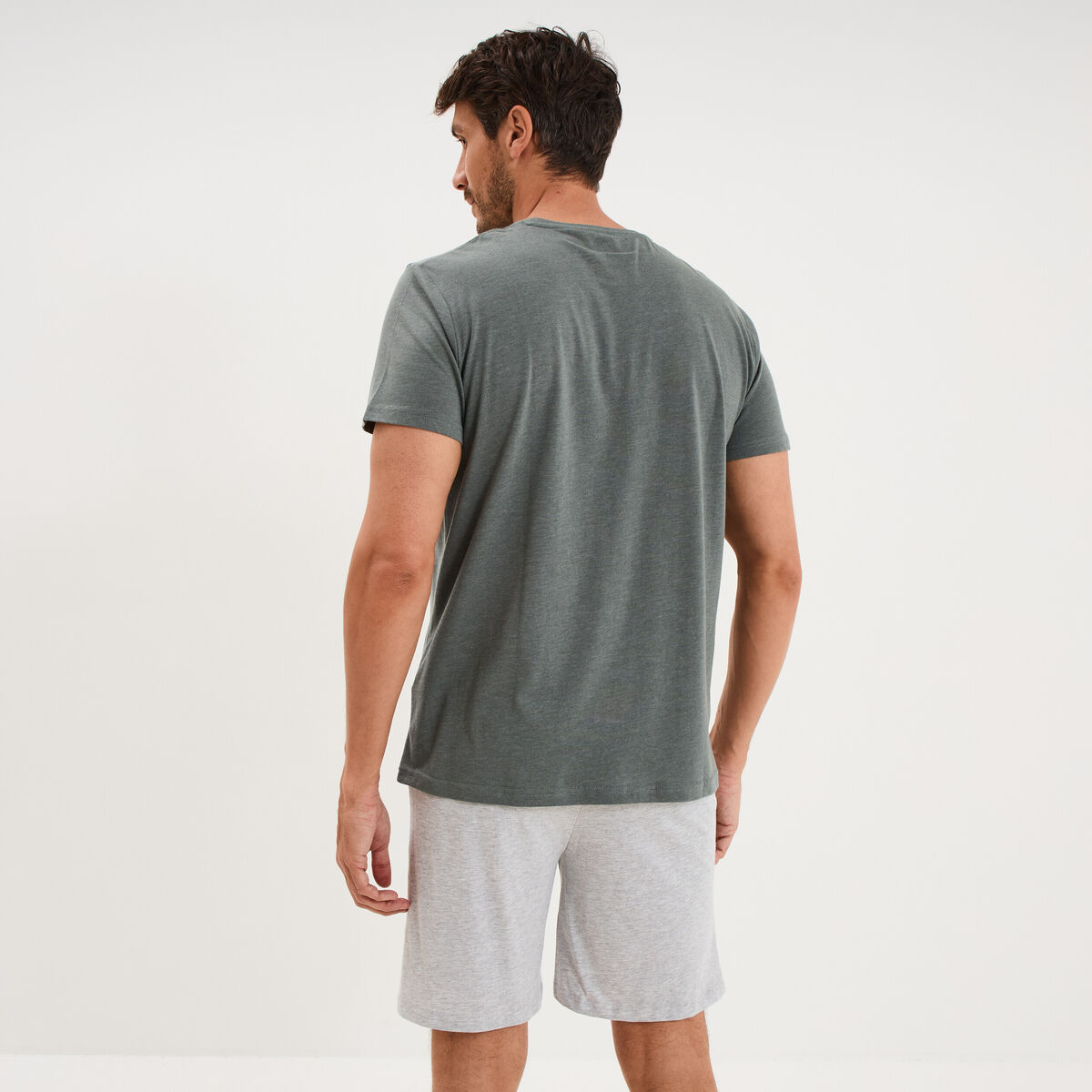Ensemble pyjama short et t-shirt vert kaki homme
