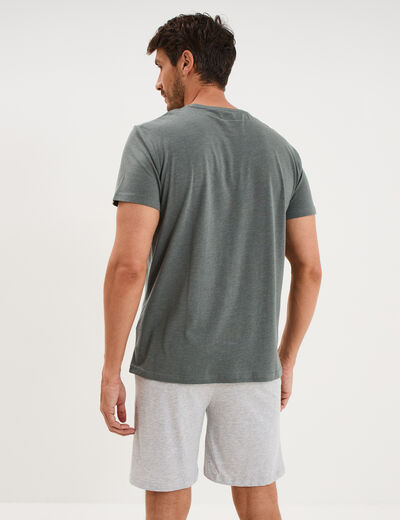 Ensemble pyjama short et t-shirt vert kaki homme