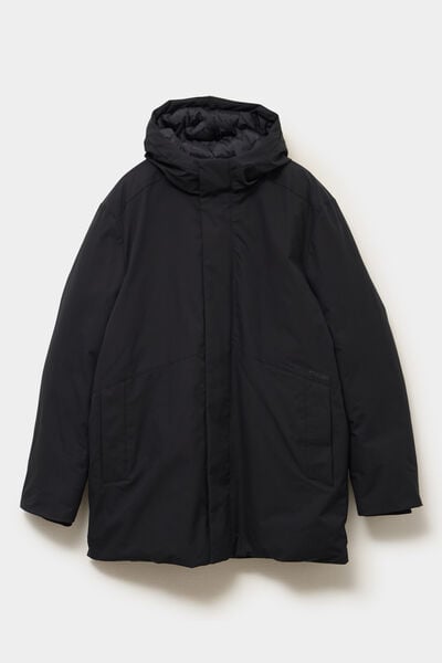 Parka mi-longue &agrave; capuche noir homme