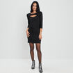 Robe de soirée droite avec ouverture noir femme