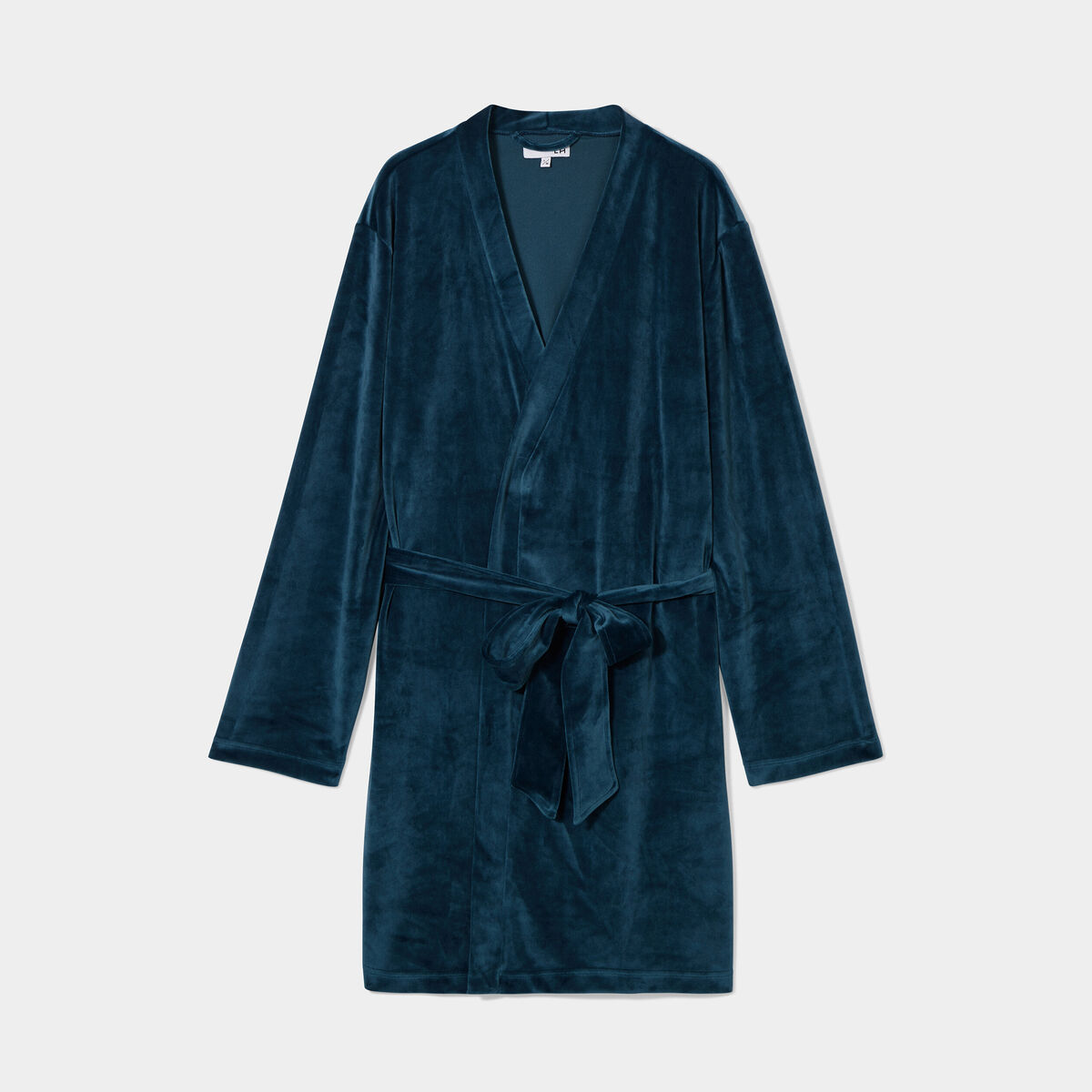 Peignoir velours ceinturé Miniato bleu canard femme