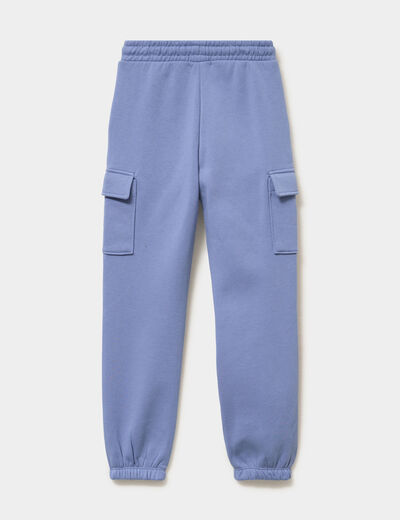 Pantalon de jogging cargo molletonn&eacute; bleu lavande fille