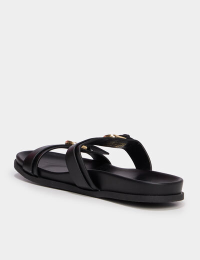 Mules avec boucles noir femme