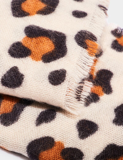 Écharpe avec bords à franges fines camel femme