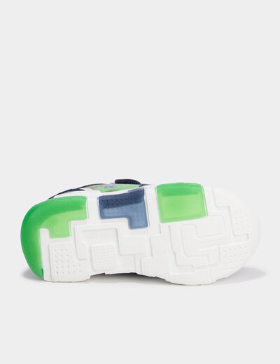 Tennis semelles lumineuses Minecraft bleu marine garçon