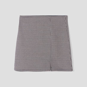 Jupe courte droite avec fente beige femme