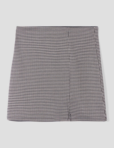 Jupe courte droite avec fente beige femme