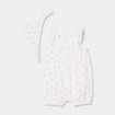 Ensemble combinaison avec bandeau coton ecru bébé fille