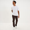 Pantalon chino droit stretch marron fonc&eacute; homme