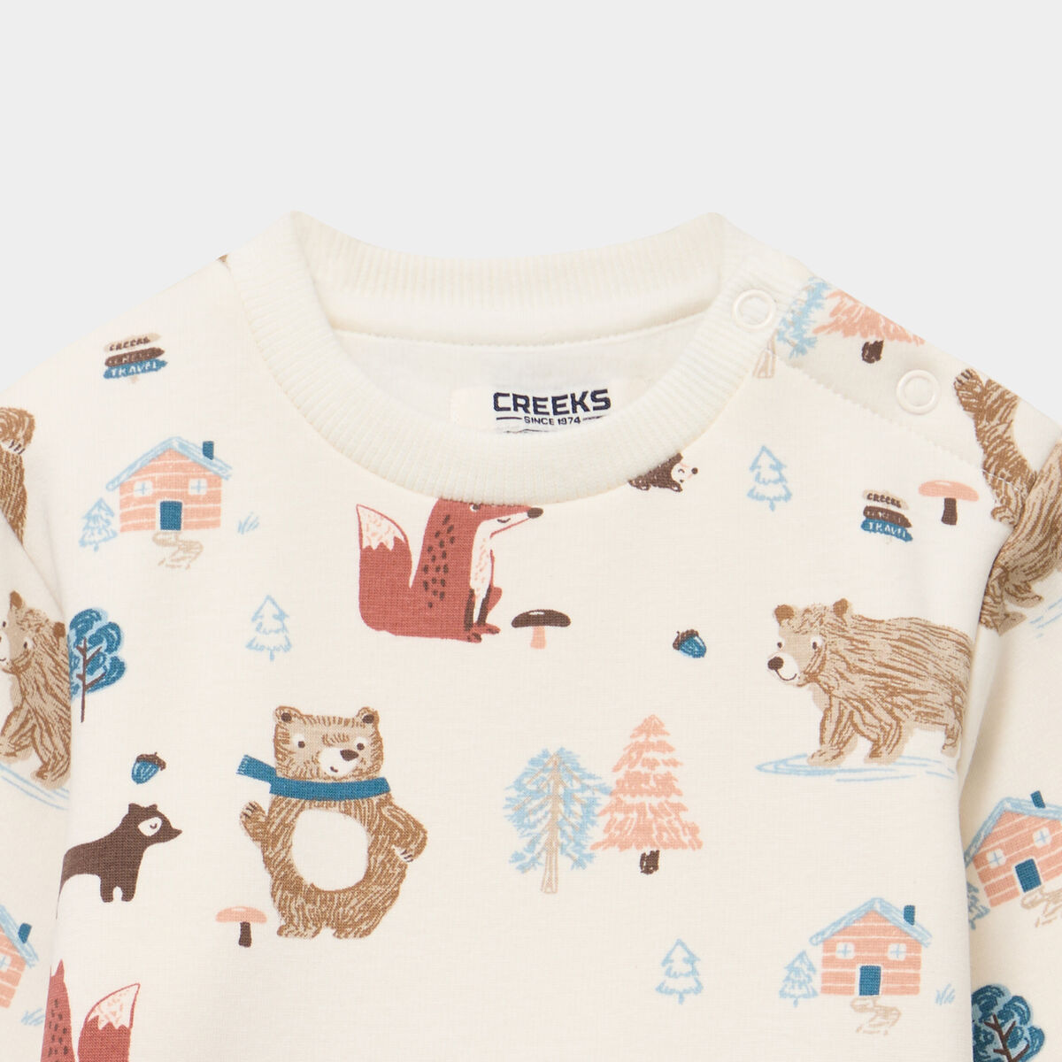 Sweat molletonn&eacute; boutons &eacute;paule ecru b&eacute;b&eacute; gar&ccedil;on