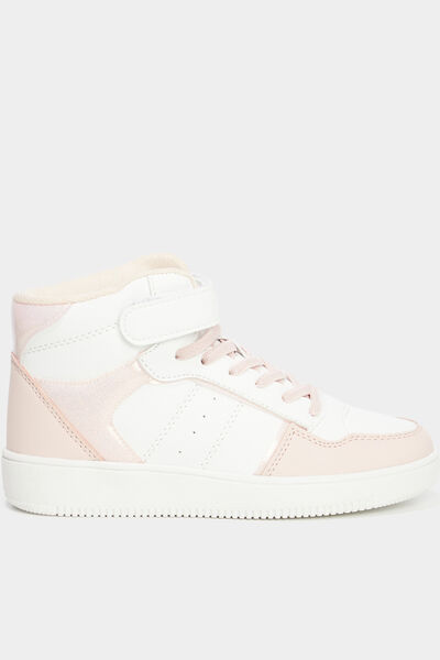 Baskets montantes &agrave; scratchs Iconic rose corail fille