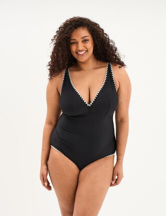 Maillot de bain foulard une pi&egrave;ce noir femme grande taille