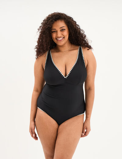 Maillot de bain foulard une pi&egrave;ce noir femme grande taille