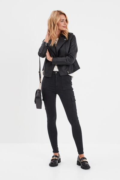 Pantalon cargo skinny 7/8ème Liberto noir femme