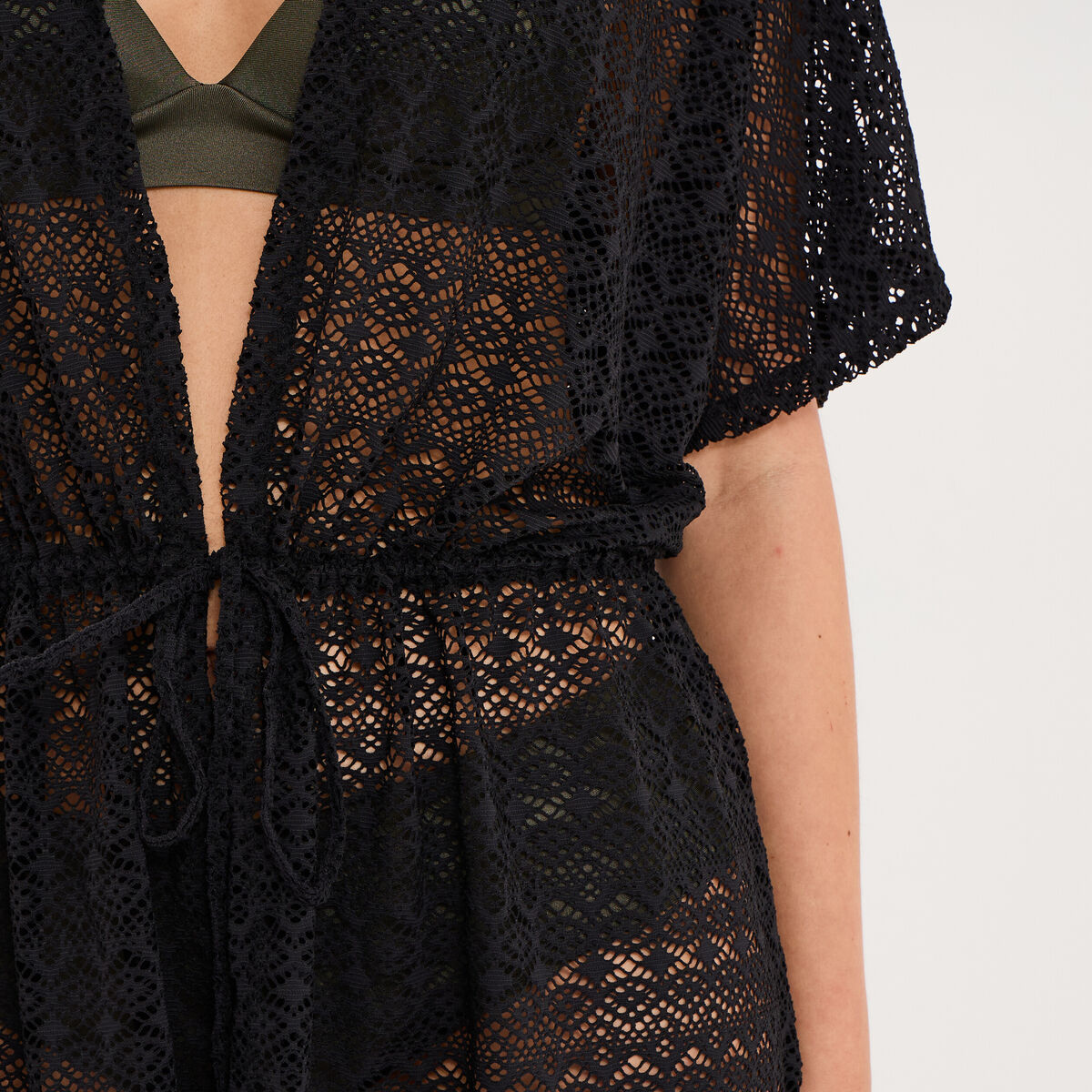 Robe de plage dentelle noir femme