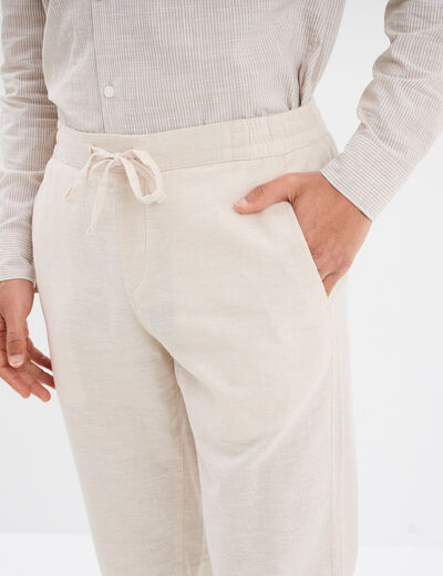 Pantalon de jogging en lin mélangé gris clair homme
