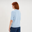 Pull col polo manches courtes bleu femme