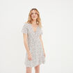Robe patineuse manches courtes ecru femme