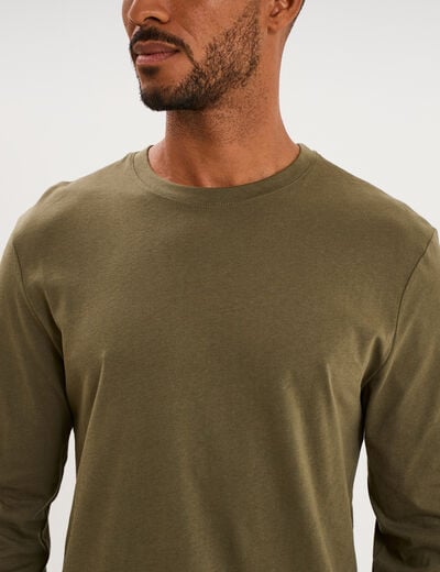 T-shirt manches longues vert kaki homme