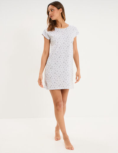 Chemise de nuit manches courtes gris clair femme