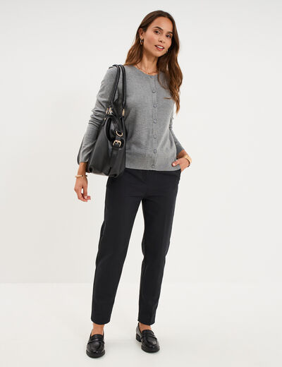 Pantalon chino ceinture amovible noir femme