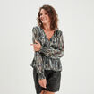 Blouse cintrée col en V Liberto vert kaki femme