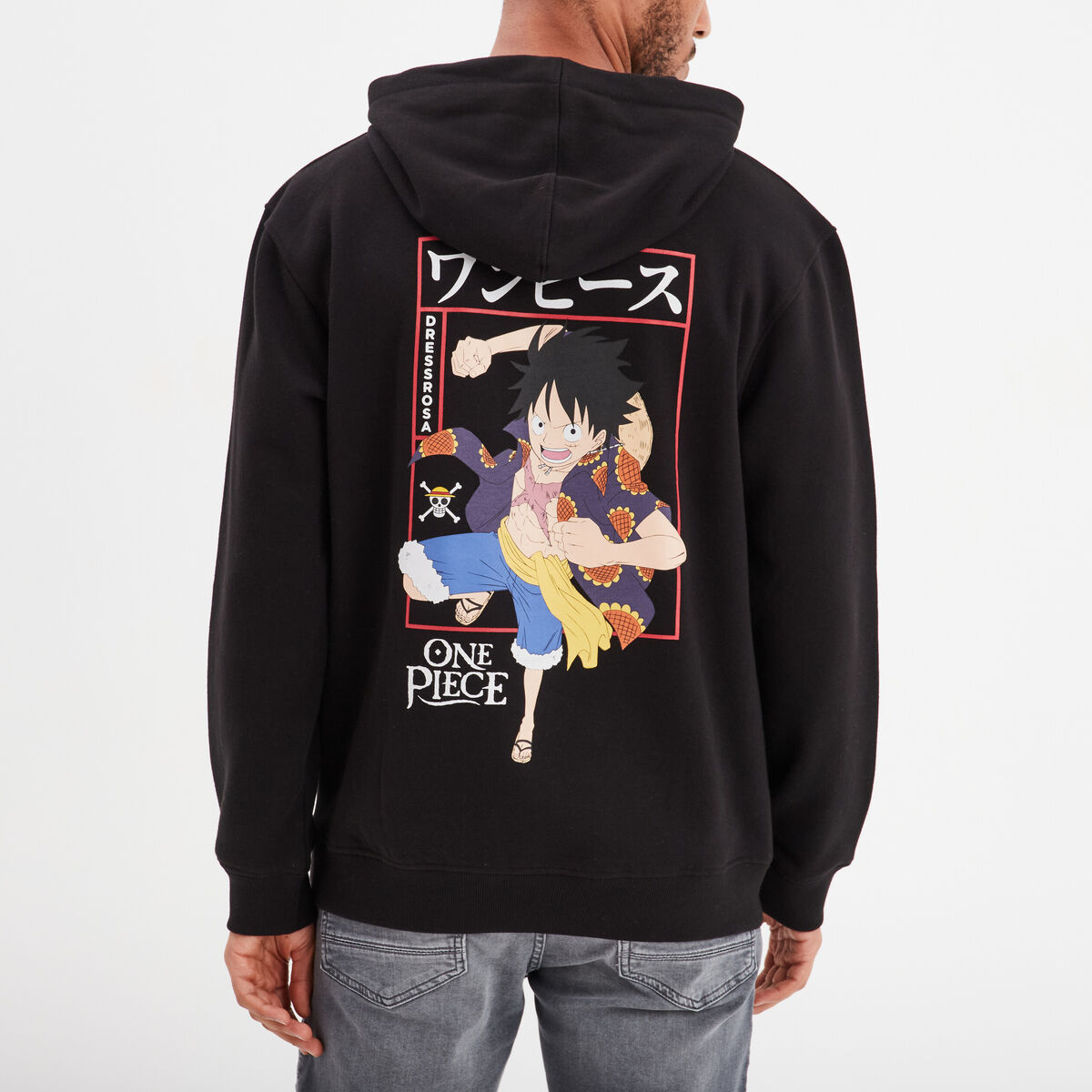 Sweat à capuche hoodie One Piece noir homme