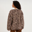 Veste sherpa doubl&eacute;e boutonn&eacute;e beige clair femme