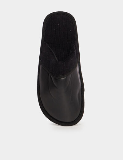Chaussons mules détails simili cuir noir homme