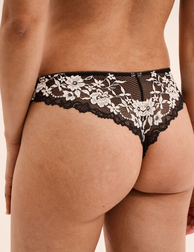 Tanga en dentelle noir femme