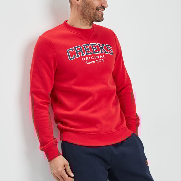 sweat a col rond creeks rouge homme Sweat à col rond Creeks rouge homme