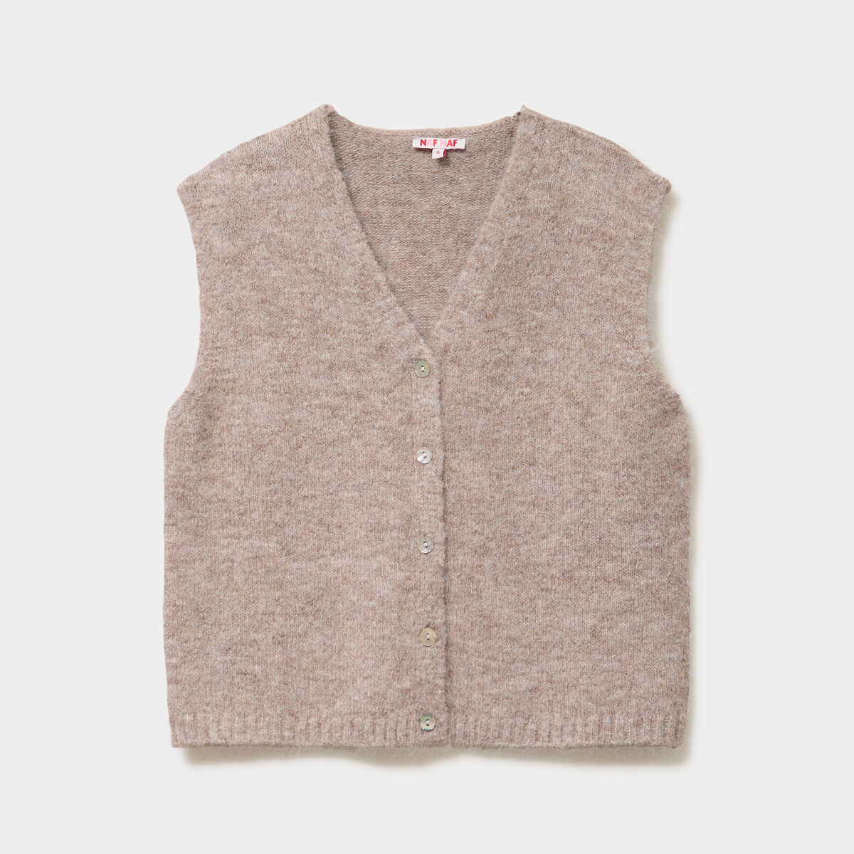 Gilet sans manches col en V beige femme