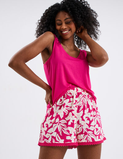 Ensemble pyjama short et débardeur rose femme