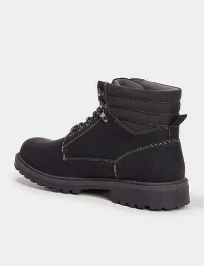 Bottines montantes crant&eacute;es &agrave; lacets noir homme