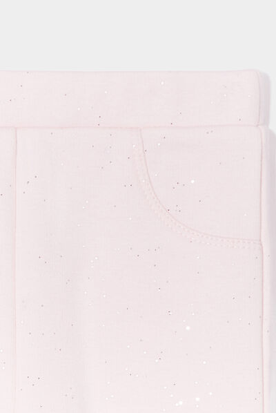 Pantalon doublé à paillettes rose clair bébé fille