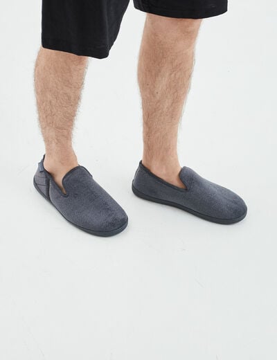 Pantoufles fourrées Isotoner gris homme