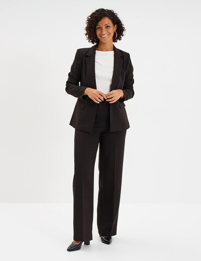 Veste blazer droite manches longues noir femme