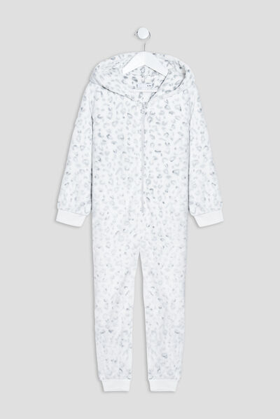 Combinaison pyjama à capuche gris fille