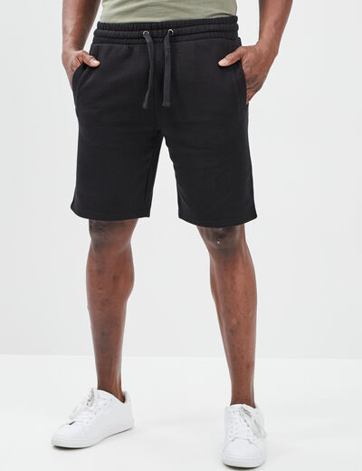 Short jogging molleton droit noir homme